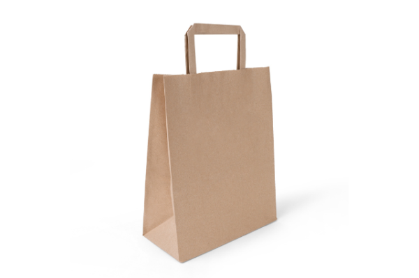 250 Stück – Papiertragetaschen, Kraftbar, Braun, 22+10x28 cm