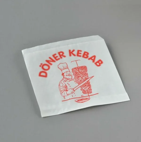 Dönertüten - Dönertaschen / Döner Kebab Verpackung - 16x16cm - Weiß mit Aufdruck