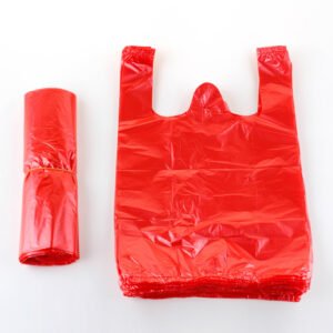 2.000 Stück – Hemdchentragetaschen, HDPE, reißfest, geblockt, Rot , 30+18x55 cm, 12 µm