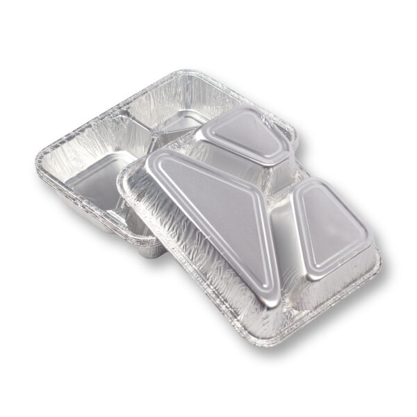 800 Stück – Alu-Menüschale R881-760G, 30 mm flach, 3-geteilt (8 Pack x 100 Stück) – Bild 3