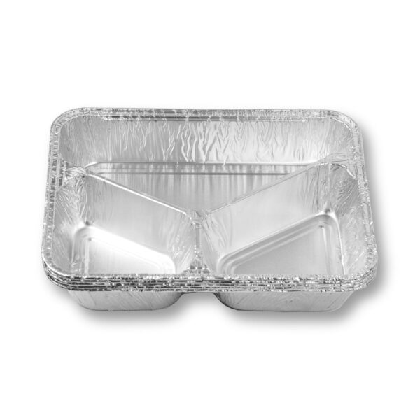 800 Stück – Alu-Menüschale R881-760G, 30 mm flach, 3-geteilt (8 Pack x 100 Stück) – Bild 2