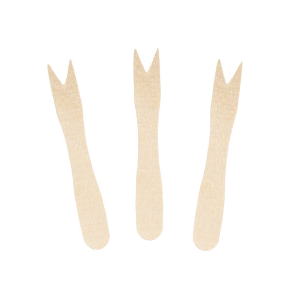 10.000 Stück Holz Mini Pommes Gabel, 85 mm (1000 x 10 Box) – Bild 2