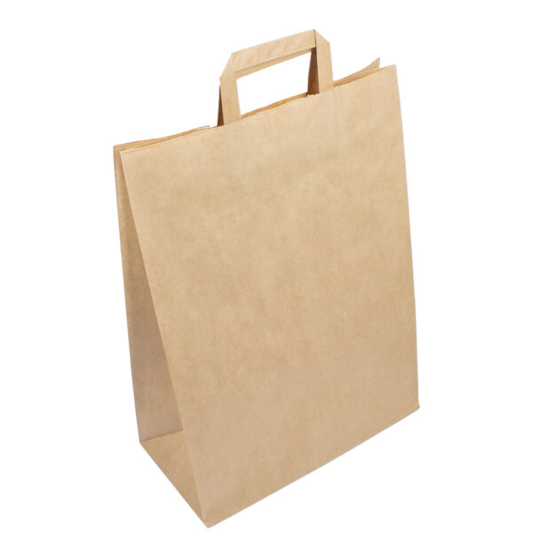250 Stück – Papiertragetaschen, Kraftbar, Braun, 32+16x44 cm – Bild 3