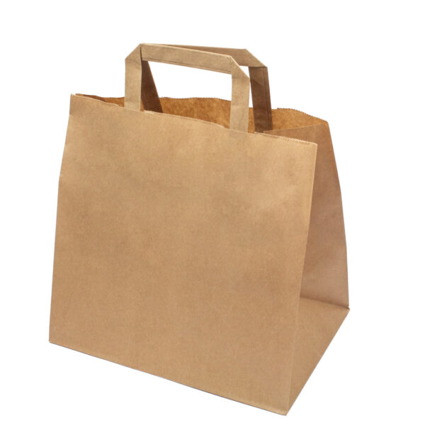 250 Stück – Papiertragetaschen, Kraftbar, Braun, 26+17x25 cm – Bild 2