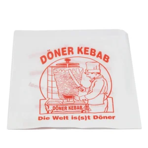 Dönertüte mit Druck,weiß, 16x16 cm,4 mini Karton