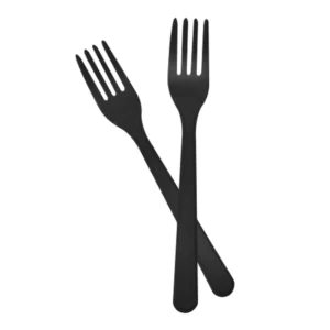 1000 Stück Mehrweg Plastik Gabel , Schwarz , Delux ,19cm , ( 10x100 )
