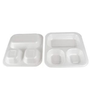 Menüschale 603 3-geteilt 262×247×40 mm weiss laminiert 1150 ml