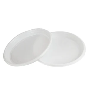 Plastikteller Ungeteilt Menüteller Ø22 cm PP weiß Rund Spülmaschinenbeständig