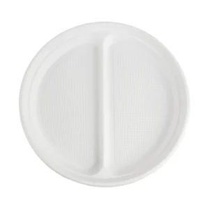 Plastikteller 2-geteilt Menüteller Ø22 cm PP weiß Rund Spülmaschinenbeständig