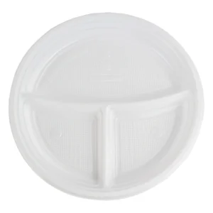Plastikteller 3-geteilt Menüteller Ø22 cm PP weiß Rund Spülmaschinenbeständig